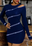 Romantic O-Neck Long Sleeve Beading Mini Club
