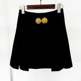 New Star Fashion Big Metal Buckle Decoration 100-Fold Mini Skirt