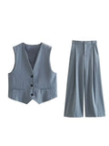 2023 Women Summer 2 pieces sets Suits Casual Solid Vests Coats and Trousers Female Elegant OL Suit Clothing-Outfit