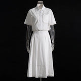 Beautiful Suit Woman 2025 New Short Shirt High-Waisted Lace Embroidered Skirt Two Sets Of Autumn And