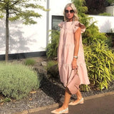 Summer Dress 2022 Casual Loose Short Sleeve Party Dresses Sweet O Neck Ruffled A Line Female Robe Dress Plus Size