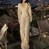 Woherb 2024 New Hong Kong Style Sports Leisure Suit Women's Salt Wear Fish Bone Waist Hoodie Two-Piece Trousers-Outfit