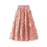 Industry Three-Dimensional Wave Point Black Mesh Half-Body Dress 2025 New Design Sense Hepburn Style Long Umbrella Skirt