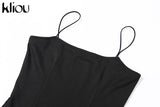 Kliou elegant sleeveless slit sexy maxi dress women fashion party vestidos outfits bodycon solid female clothing