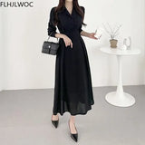 2022 Spring Fenimine Vestidos Women Fashion Korea Chic Japan Style V Neck Single Breasted Button Elegant Long Shirt Dress