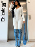 Casual Slim Knitting Long Sleeve White Jumpsuit Fall Winter One-Pieces Streetwear Party 2022 Women Clothes Wholesale-Outfit