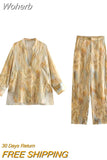 2023 Women Summer 2 pieces sets Fashion Tie Dye Blouses Shirts Tops and Straight Pants Female Elegant Suits Clothing-Outfit
