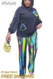 Two Piece Set Tops Pants African Dresses For Women Plus Size Spring Clothing Dashiki Robe Femme Party African Clothes-Outfit