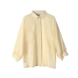 Loose Women Thin Shirt Summer Long Sleeve Perspective Beach Button Up Tops Fashion Solid Casual Ladies Chiffon Sun