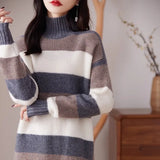 Sweater Bottomed Women Set Warm 2025 Autumn And Winter New Plus Velvet Half-High Collar Temperament