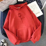 Harajuku Rose Hoodies Winter Kpop Flower Print Korean Style Sweatshirt Casual Loose Plus Size Female Pullovers