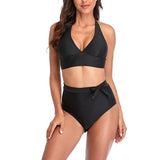 Push Up Bikini Set Swimsuit For Women Bow Sexy High Waist Solid Bandeau Female Bathing Suit 2021 New Summer
