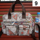 Handbag Vintage Flower Printed Waterproof Nylon Shoulder Messenger Bag Large Capacity Tote Bag Casual Picnic Travel