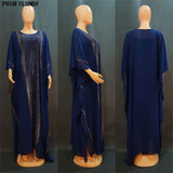 Diamonds Caftan Dress African Dresses for Women 2023 Traditional Nigeria Lady Abaya Musulman Boubou Robe Femme Clothes-Outfit