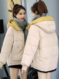 Jacket Women 2022 Parkas Cotton Women's Short Korean Loose Green Hooded Long Sleeve Female Clothing Women's Coat Thick-Outfit