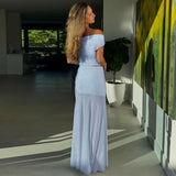Women's Clothing 2025 Summer New Fashion Shoulder Dress Sexy Body Repair Net Yarn Spliced Half-Body Skirt