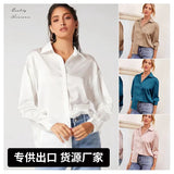 Women's Wear 2024 Spring And Summer New Satin Comfortable Casual Long-Sleeved Shirt Women's Spot-Outfit