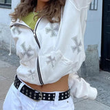 New Y2k Aesthetic Women Hip Hop Hoodies Butterfly Printed Zip-up Jacket Female Goth Harajuku Grunge Punk Streetwear