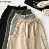 Pants Women High Waist Trousers Solid Basic Drawstring All-match Casual Streetwear Chic Spring Lace-up Bow Simple