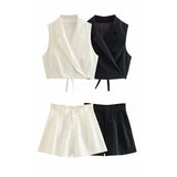 Summer New Women's Suit Collar Vest + Set Of Casual
