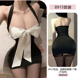 About Sex Interest Underwear Sexy Pure Desire Package Buttock Skirt Hanging Neck Hot Secretary OL Avoid Uniform Temptation Pajamas 8915-Outfit