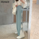 Leg Pants Womens Bow-Knot Kawaii Trendy Hot Sale Casual Loose Chic Girls Lovely Pleated Fashionable Ulzzang Design Trouser-Outfit