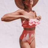 Striped Bikini 2019 New Arrival Strapless Sexy Bikinis High Waist Swimwear Women Ruffles Swimsuit Brazilian