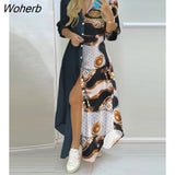 Women Casual Shirt Dress Fashion Printing Loose Button Shirt Irregular Maix Dress For Women-Outfit