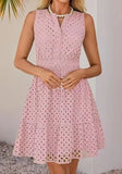 Women's Summer Sleeveless Dress V Collar Hollow Pores High Waist A Skirt Swing Short Party