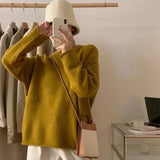 Woherb New 2023 Autumn And Winter Of 2023 Korean Curly Edge Casual Simple Pure Color Round Collar Sweater Women's Fashion Versatile Knit Top-Outfit