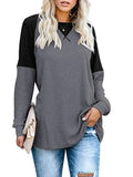 Autumn Patchwork Long Sleeved T-Shirt Fashion Loose Casual Top Women Oversized Tunic Round Neck Tee Shirt Pullovers Femme-Outfit
