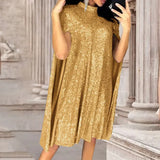 2025 New Small Tie-Collared Bright Dress Loose Women's