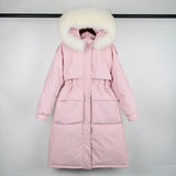 Large Natural Raccoon Fur Hooded Long Down Coat Women Winter 90% Duck Down Parkas Female Thickness Sash Tie Up Jackets-Outfit