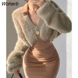 Fashion Knitted Sweaters Women 2022 Winter Solid Loose Elegant Sweater Coat Female Long Sleeve Casual Warm Chic Cardigan-Outfit