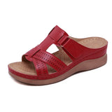 Orthopedic Low Heels Sandals Summer Open Toe Slip on Wedges Comfy Sandals Retro Thick Bottom Corrector Beach Slippers