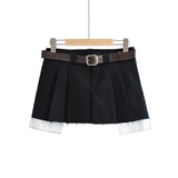 New Spicy Girls Work Dress Short Skirt Fashion College Hairy Edge Pleated Skirt Sexy A-Shaped Skirt-Outfit