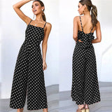 Backless Boho Bow-knot Dot Jumpsuits Homewear Women 2020 Summer Romper Beach Club Elegant Overalls