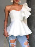 Preppy Style Slash Neck Solid Flare