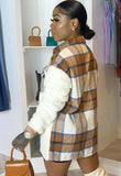 Winter Casual Plaid Print With Lambswool Long Sleeve