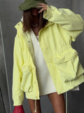Solid Color Collection Waist-Fitting Wind Coat Drawstring Adjustment Waist Loose Tide High-Sensing