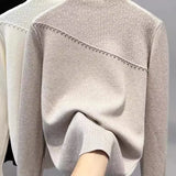 Sweater Bottomed Women Set Warm 2025 Autumn And Winter New Plus Velvet Half-High Collar Temperament