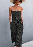Sweet Strapless Dot Print Belted Loose