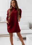 Woherb 2023 New Women's Wear With Hoodie Street Personality Design Sense Loose Solid Color Dress-Outfit