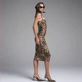 2025 New Women's Hottie U-Necked Dresses With Sexy Leopard Sling