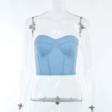 Women's Sexy Strapless Y2K Tube Tops Backless Sleeveless Bandeau Crop Tops Mesh Cute Summer Night Out Corset Top-Outfit