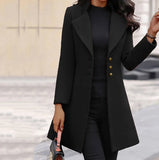 And Winter Long Korean Version Of The Lady's Collar Showing Thin Solid Color Slim Woman's Hair Coat