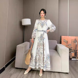 Floral Long-Sleeved Dress-Outfit