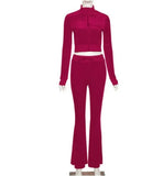 Winter Velvet Tracksuit Women Two Piece Set Jackets Long Sleeve Top And Flare Pants Suits Velour Jogging Outfits