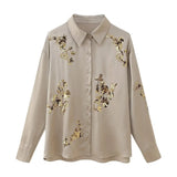 New Lapel Single-Breasted Long-Sleeved Shirt Straight Casual Trousers Sequins Embroidered Suit-Outfit