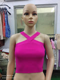 Woherb Cross Hanging Neck Knit Sling Small Vest Bare Back Tight Show Thin Bandage Wipe-Outfit